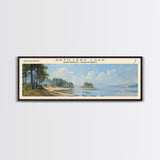 Artillery Lake Panoramic Framed Canvas Print, Lake House Art, Modern Decor, Travel Poster, Scenic View, Home Decoration