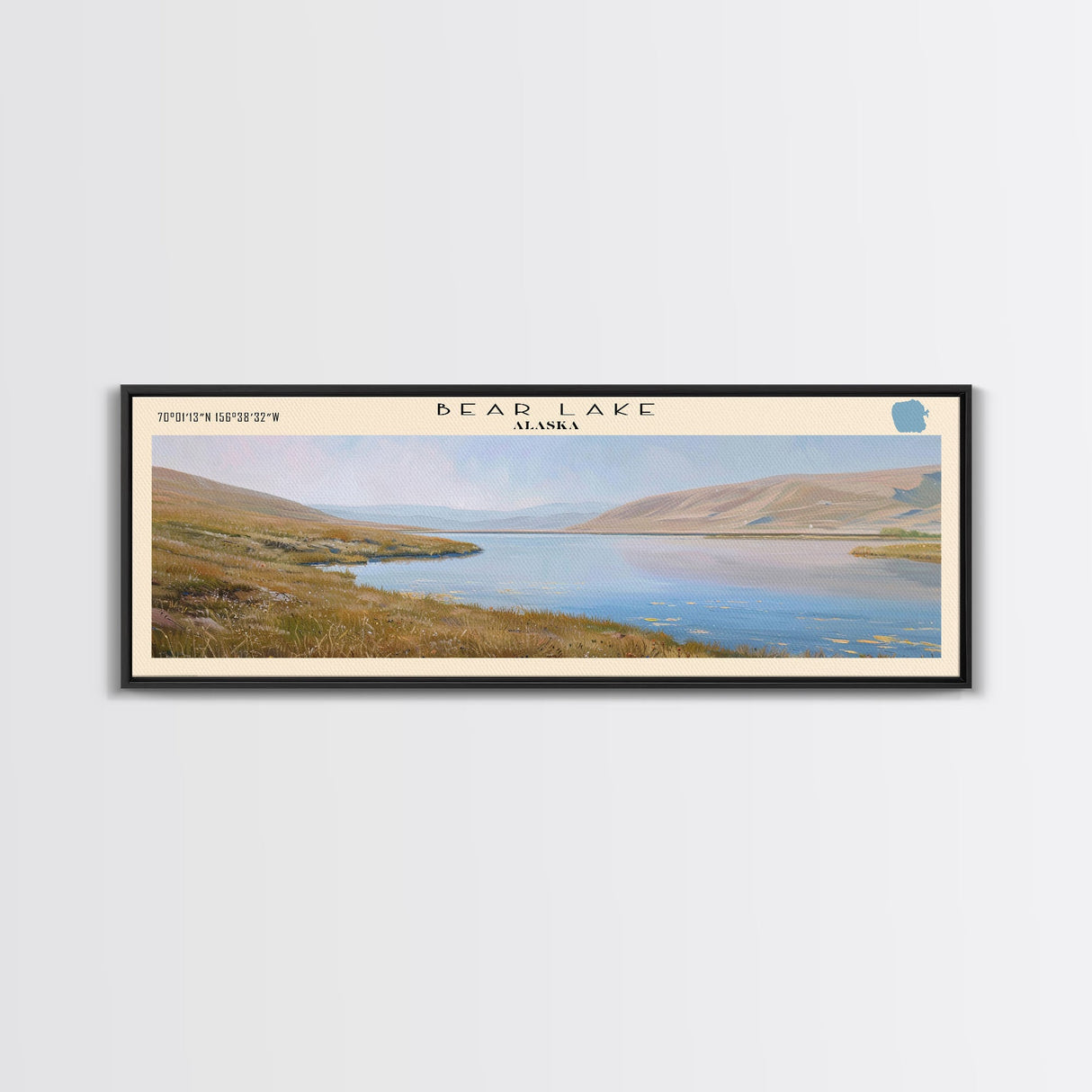 Bear Lake USA North Slope Alaska Panoramic Framed Canvas Print, Lake House Decor, Scenic Painting, Travel Poster, Nature Scene