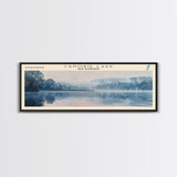 Canobie Lake New Hampshire Framed Canvas Print, Panoramic Lake House Art, Wall Art, Travel Poster, Modern Lake Painting, Nature Art