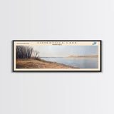 Conestoga Lake Nebraska Framed Canvas Print, Panoramic Lake House Decor, Wide Wall Art, Travel Poster, Modern Lake Painting, Nature Art