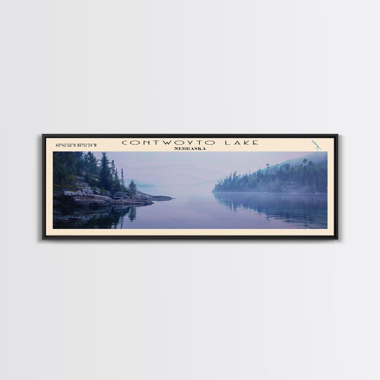 Contwoyto Lake Framed Canvas Print, Lake House Decor, Panoramic Wide Art, Travel Poster, Rustic Lake Painting, Home Decor