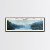 Crab Orchard Lake Illinois Framed Canvas Print, Lake House Art, Panoramic Wide Art, Travel Poster, Modern Lake Painting, Nature Art