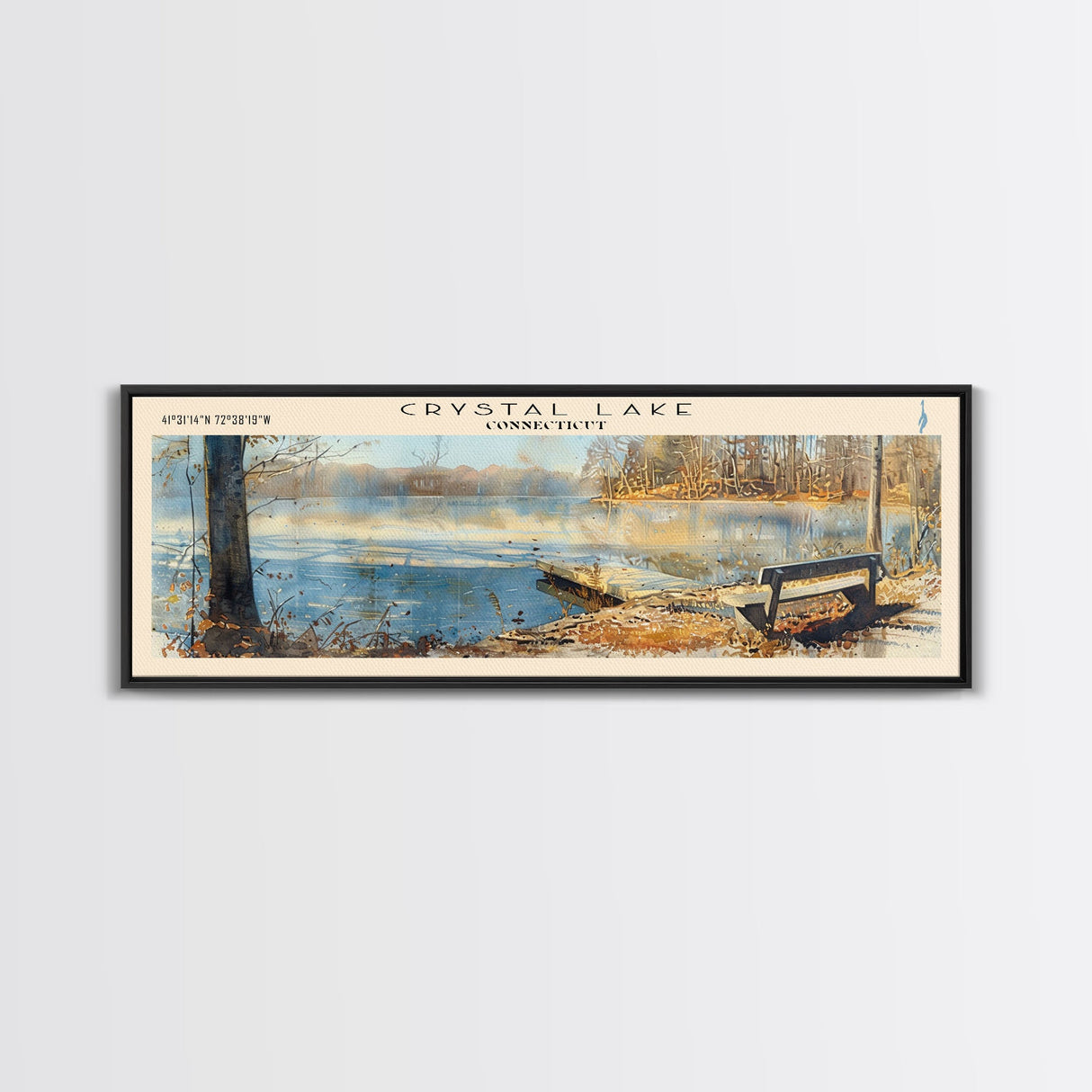 Cross Lake Louisiana Framed Canvas Print, Panoramic Lake House Decor, Wall Art, Travel Poster, Rustic Lake Painting, Nature Art