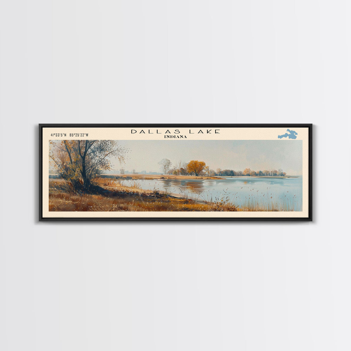 Cumberland Lake Framed Canvas Print, Lake House Art, Panoramic Wall Art, Travel Poster, Modern Lake Painting, Nature Art