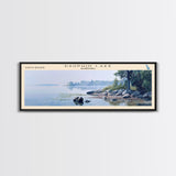 Dallas Lake Indiana Framed Canvas Print, Lake House Decor, Panoramic Wall Art, Travel Poster, Rustic Lake Painting, Home Decor