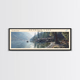 Detroit Lake Oregon Framed Canvas Print, Lake House Decor, Panoramic Wall Art, Travel Poster, Rustic Lake Painting, Nature Art