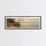 Eufaula Lake Oklahoma Framed Canvas Print, Lake House Art, Panoramic Wall Art, Travel Poster, Modern Lake Painting, Nature Art