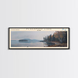 Flagstaff Lake Maine Framed Canvas Print, Panoramic Lake House Decor, Wall Art, Travel Poster, Peaceful Lake Painting, Nature Art