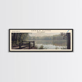 Green Pond New Jersey Framed Canvas Print, Panoramic Lake House Decor, Wall Art, Travel Poster, Tranquil Lake Painting, Nature Art