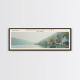 Greenwood Lake New York Framed Canvas Print, Lake House Art, Panoramic Wall Art, Travel Poster, Peaceful Lake Painting, Home Decor