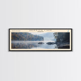 Griffith Lake Vermont Framed Canvas Print, Lake House Decor, Panoramic Wall Art, Travel Poster, Beautiful Lake Painting, Nature Art