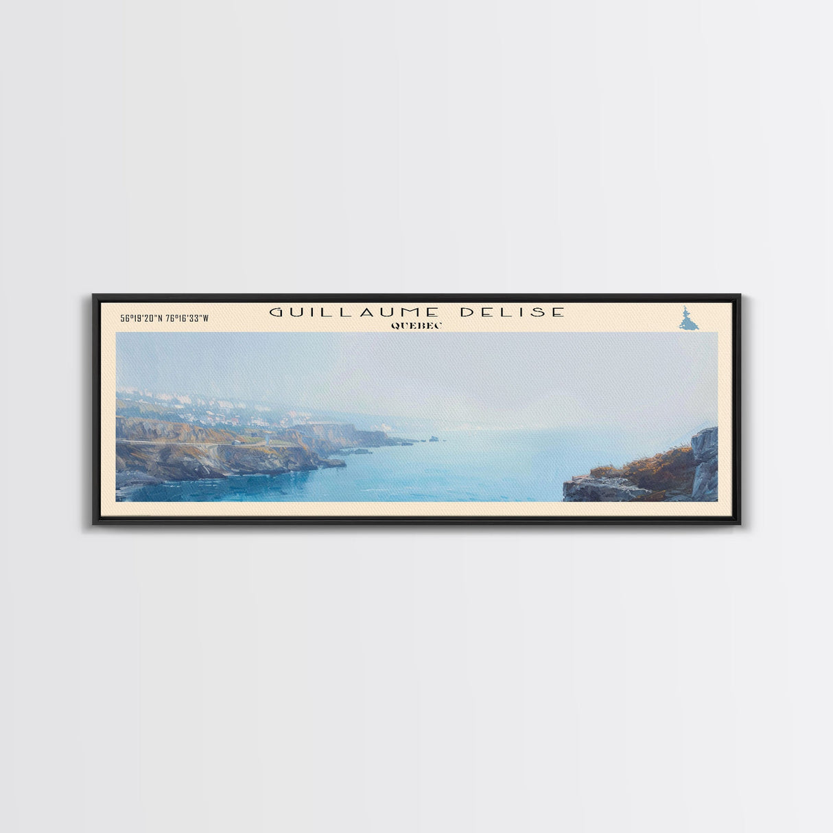 Guillaume Delise Richmond Gulf Framed Canvas Print, Lake House Art, Panoramic Travel Poster, Wall Art, Stunning Lake Painting, Home Decor