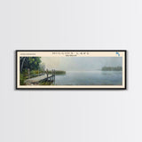 Higgins Lake Michigan Framed Canvas Print, Lake House Art, Panoramic Wall Art, Travel Poster, Serene Lake Painting, Home Decor