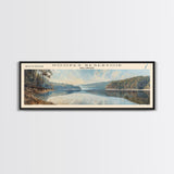 Hoopes Reservoir Delaware Framed Canvas Print, Panoramic Lake House Decor, Wall Art, Travel Poster, Scenic Lake Painting, Nature Art