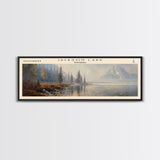 Jackson Lake Framed Canvas Print, Panoramic Lake House Decor, Wall Art, Travel Poster, Captivating Lake Painting, Nature Art