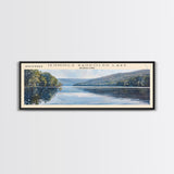 Jennings Randolph Lake Maryland Framed Canvas Print, Panoramic Lake House Decor, Wall Art, Travel Poster, Beautiful Lake Painting, Nature Art