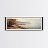 Kinkaid Lake Illinois Framed Canvas Print, Panoramic Lake House Decor, Wall Art, Travel Poster, Stunning Lake Painting, Nature Art