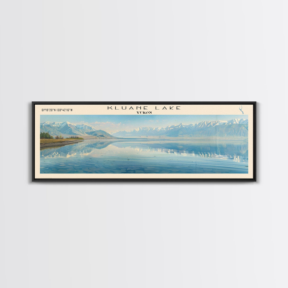 Kluane Keystone LaLoche Kingsmere Framed Canvas Print, Lake House Art, Panoramic Travel Poster, Wall Art, Stunning Lake Painting, Home Decor