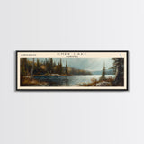 Knee Lake Framed Canvas Print, Panoramic Lake House Decor, Wall Art, Travel Poster, Scenic Lake Painting, Nature Art