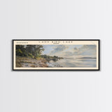 Lady Bird Lake Texas Framed Canvas Print, Lake House Decor, Panoramic Wall Art, Travel Poster, Beautiful Lake Painting, Nature Art