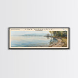 Lake Dardanelle California Framed Canvas Print, Lake House Decor, Panoramic Wall Art, Travel Poster, Scenic Landscape Painting, Nature Art