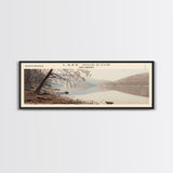 Lake Hudson Oklahoma Framed Canvas Print, Lake House Decor, Panoramic Wall Art, Travel Poster, Serene Lake Painting, Nature Art