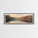 Lake James North Carolina Framed Canvas Print, Lake House Decor, Panoramic Wall Art, Travel Poster, Scenic Lake Painting, Nature Art