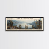 Lake Koocanusa Montana Framed Canvas Print, Lake House Decor, Panoramic Wall Art, Travel Poster, Serene Lake Painting, Nature Art