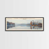 Lake Memphremagog Vermont Framed Canvas Print, Lake House Decor, Panoramic Wall Art, Travel Poster, Beautiful Landscape Painting, Bedroom Decor