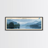 Lake Quinault Washington Framed Canvas Print, Lake House Decor, Panoramic Wall Art, Travel Poster, Beautiful Landscape Painting, Rustic Art