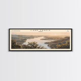 Lake Travis Texas Framed Canvas Print, Lake House Decor, Panoramic Wall Art, Travel Poster, Stunning Landscape Painting, Contemporary Art