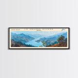 Le Grande Riviere Framed Canvas Print, Lake House Decor, Panoramic Wall Art, Travel Poster, Landscape Painting, Contemporary Art