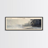 Leberge Framed Canvas Print, Lake House Decor, Panoramic Wall Art, Travel Poster, Scenic Landscape Painting, Rustic Art