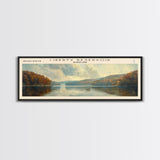 Liberty Reservoir Framed Canvas Print, Lake House Decor, Panoramic Wall Art, Travel Poster, Beautiful Landscape Painting, Rustic Art