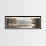 Lums Pond Delaware Framed Canvas Print, Lake House Decor, Panoramic Wall Art, Travel Poster, Scenic Landscape Painting, Contemporary Art