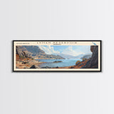 Lyman Reservoir Arizona Framed Canvas Print, Lake House Decor, Panoramic Wall Art, Travel Poster, Beautiful Landscape Painting, Rustic Art