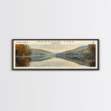 Maidstone Lake Vermont Framed Canvas Print, Lake House Decor, Panoramic Wall Art, Travel Poster, Beautiful Landscape Painting, Modern Art