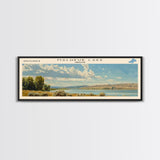 Malheur Lake Framed Canvas Print, Lake House Decor, Panoramic Wall Art, Travel Poster, Landscape Painting, Contemporary Art