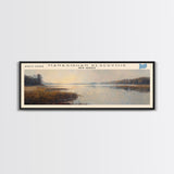 Manasquan Reservoir New Jersey Framed Canvas Print, Lake House Decor, Panoramic Wall Art, Travel Poster, Beautiful Landscape Painting, Modern Art