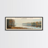 Marsh Creek Lake Pennsylvania Framed Canvas Print, Lake House Decor, Panoramic Wall Art, Travel Poster, Landscape Painting, Modern Art