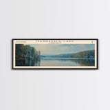 Mashapaug Lake Connecticut Framed Canvas Print, Lake House Decor, Panoramic Wall Art, Travel Poster, Beautiful Landscape Painting, Living Room Decor