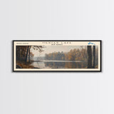 Mercer Lake New Jersey Framed Canvas Print, Lake House Decor, Panoramic Wall Art, Travel Poster, Landscape Painting, Bedroom Decor