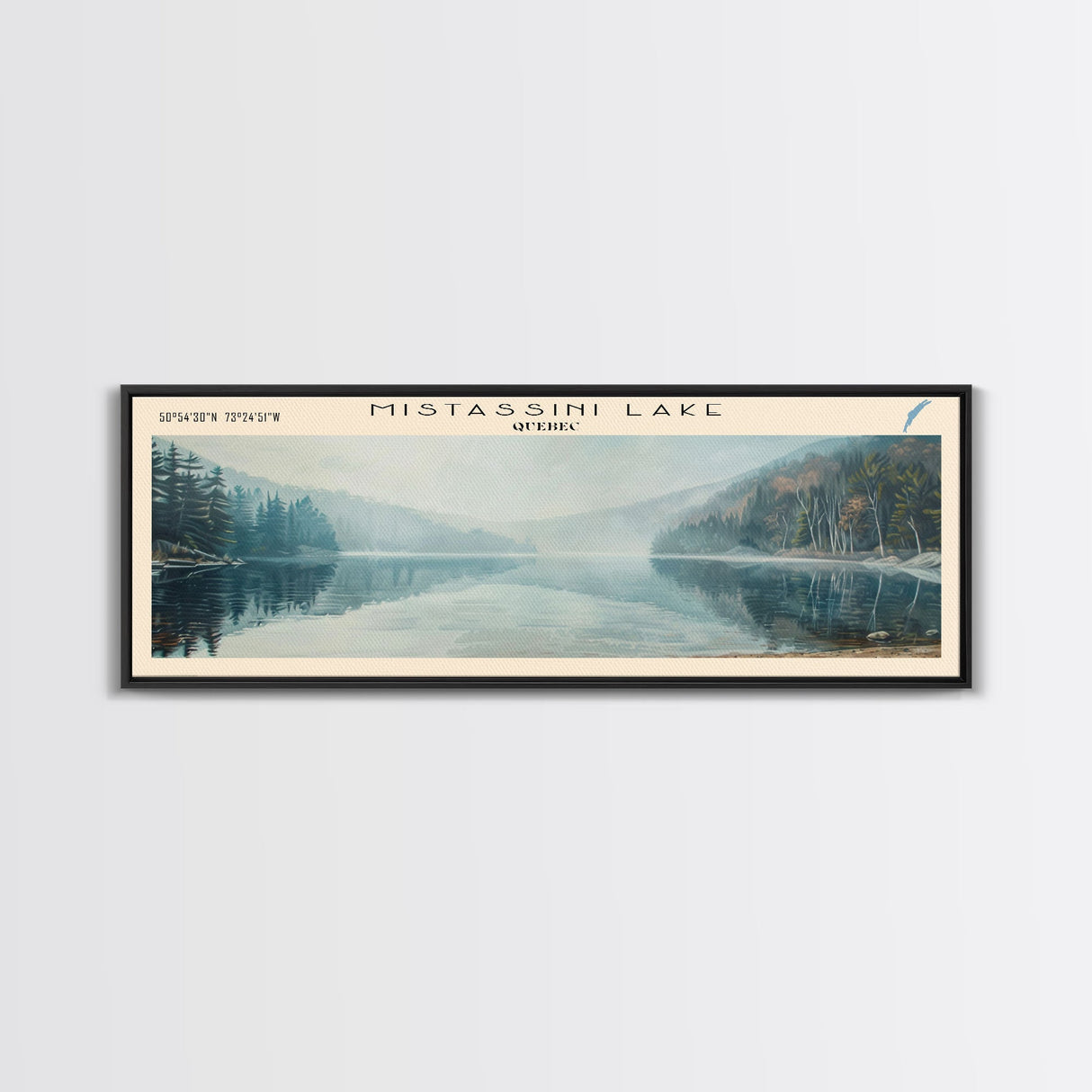 Nantahala Lake North Carolina Framed Canvas Print, Lake House Decor, Panoramic Wall Art, Travel Poster, Scenic Landscape Painting, Contemporary Art