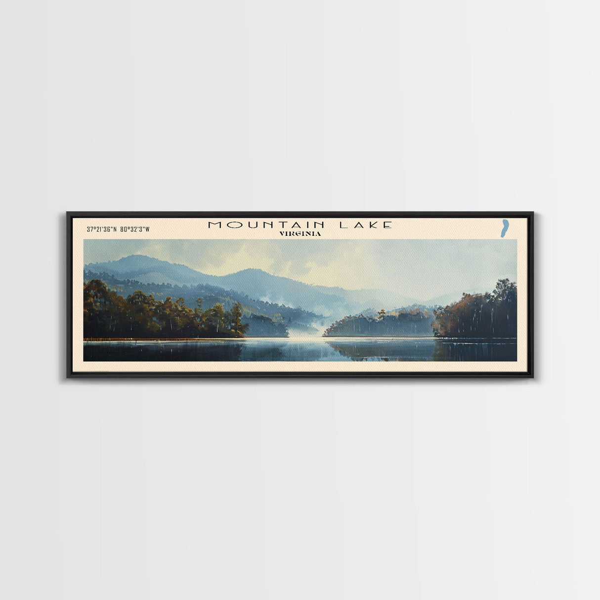 North Trout Lake Utah Framed Canvas Print, Lake House Decor, Panoramic Wall Art, Travel Poster, Landscape Painting, Bedroom Decor