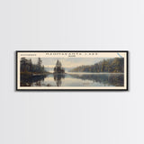 Nahmakanta Lake Maine Framed Canvas Print, Lake House Decor, Panoramic Wall Art, Travel Poster, Beautiful Landscape Painting, Living Room Decor