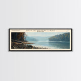 Nolin River Lake Kentucky Framed Canvas Print, Lake House Decor, Panoramic Wall Art, Travel Poster, Landscape Painting, Modern Art