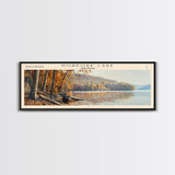 Norfork Lake Arkansas Framed Canvas Print, Lake House Decor, Panoramic Wall Art, Travel Poster, Landscape Painting, Bedroom Decor