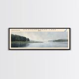 Perry Lake Kansas Framed Canvas Print, Lake House Decor, Panoramic Wall Art, Travel Poster, Beautiful Landscape Painting, Living Room Decor