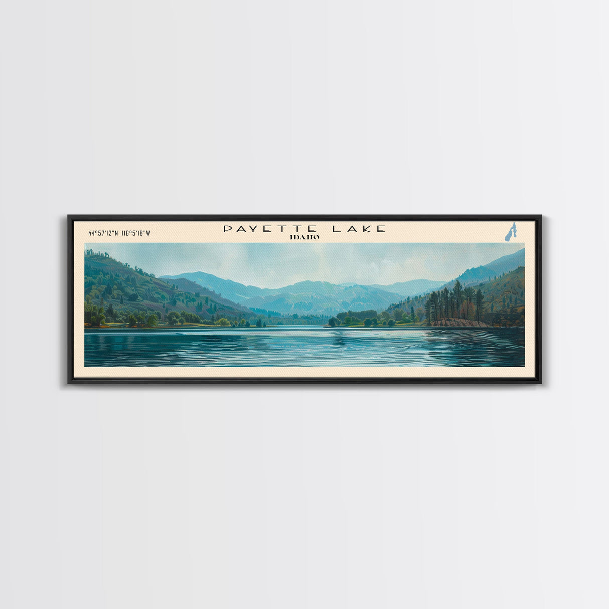 Punderson Lake Ohio Framed Canvas Print, Lake House Decor, Panoramic Travel Poster, Scenic Wall Art, Bedroom Decor