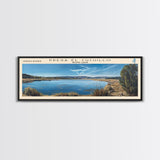 Presa El Cuchillo Lake Framed Canvas Print, Lake House Decor, Panoramic Wall Art, Travel Poster, Beautiful Landscape Painting, Contemporary Art